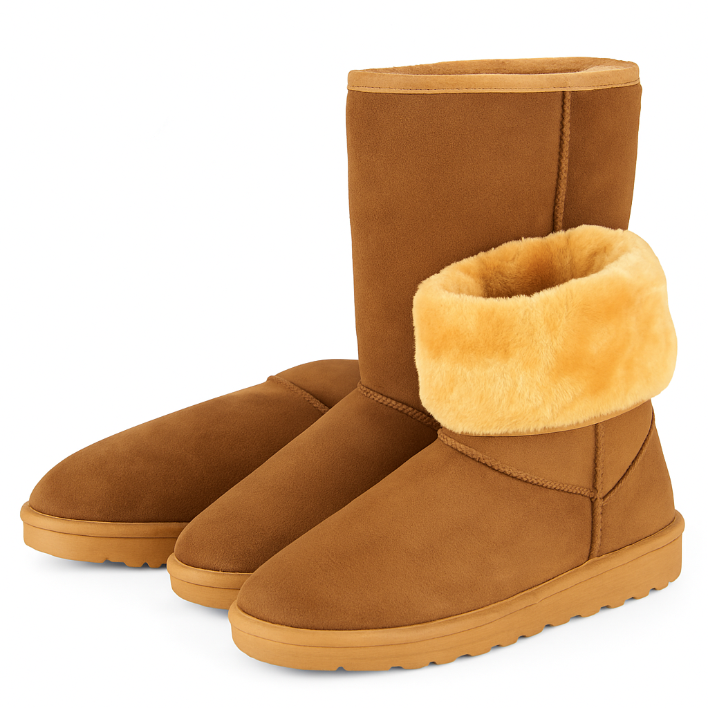 Snow Boots - Waterproof Faux Suede Mid-Calf with Warm Lining