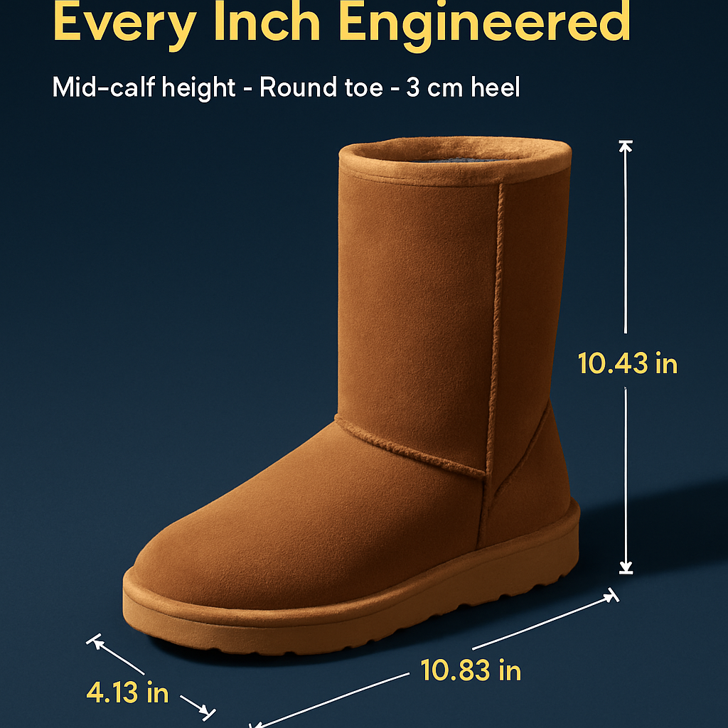 Snow Boots - Waterproof Faux Suede Mid-Calf with Warm Lining