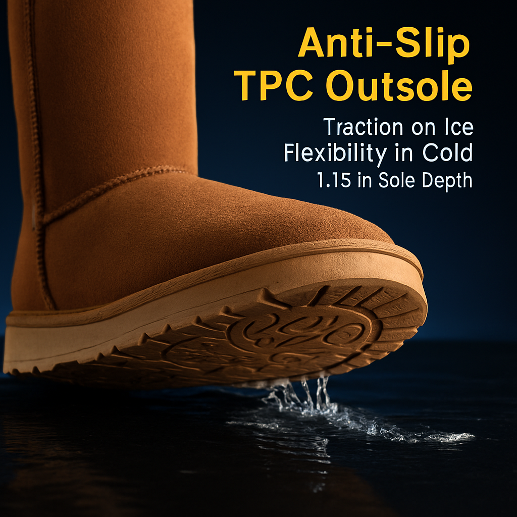 Snow Boots - Waterproof Faux Suede Mid-Calf with Warm Lining