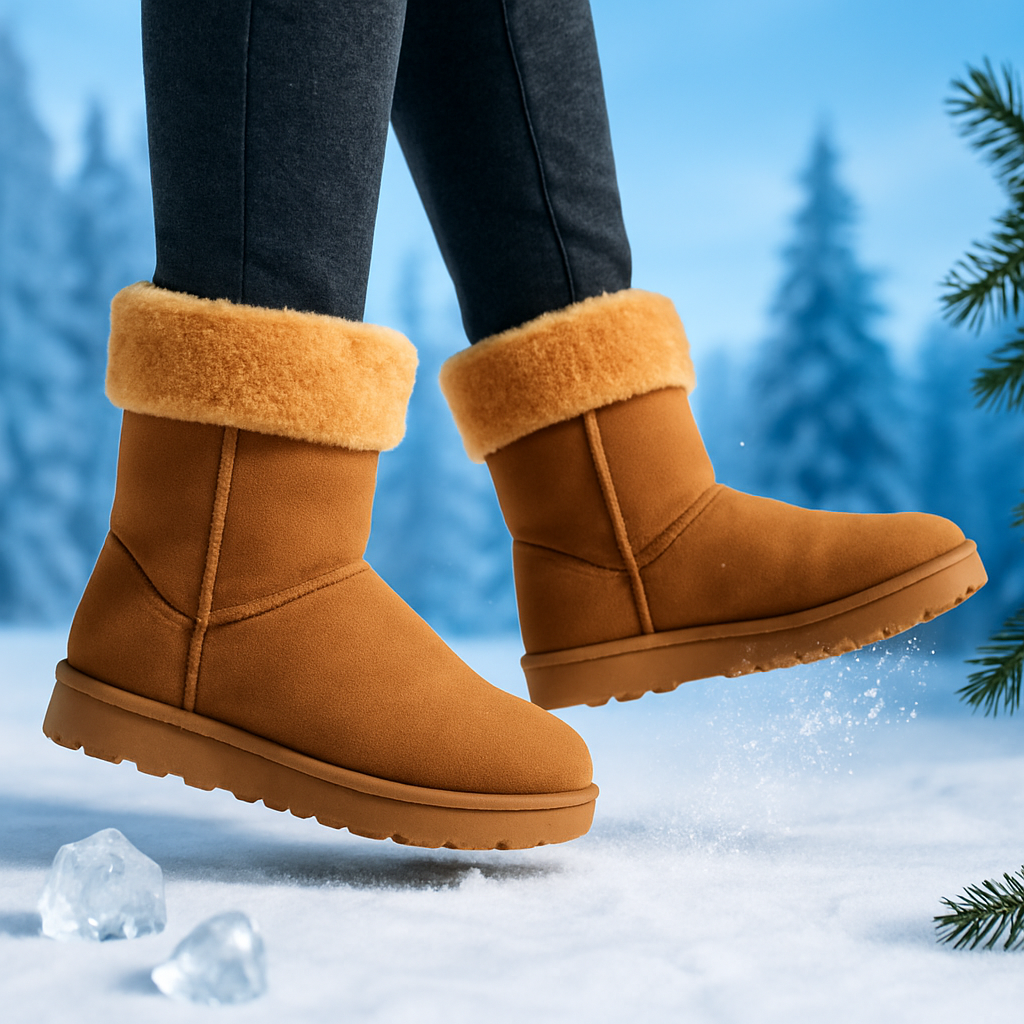 Snow Boots - Waterproof Faux Suede Mid-Calf with Warm Lining