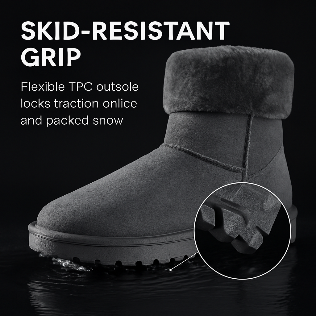 Snow Boots - Waterproof Faux Suede Mid-Calf with Warm Lining