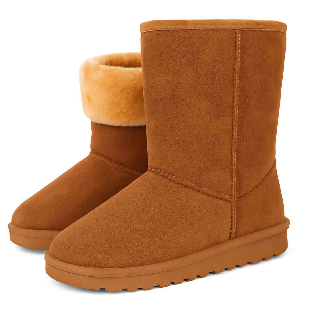 Snow Boots - Waterproof Faux Suede Mid-Calf with Warm Lining