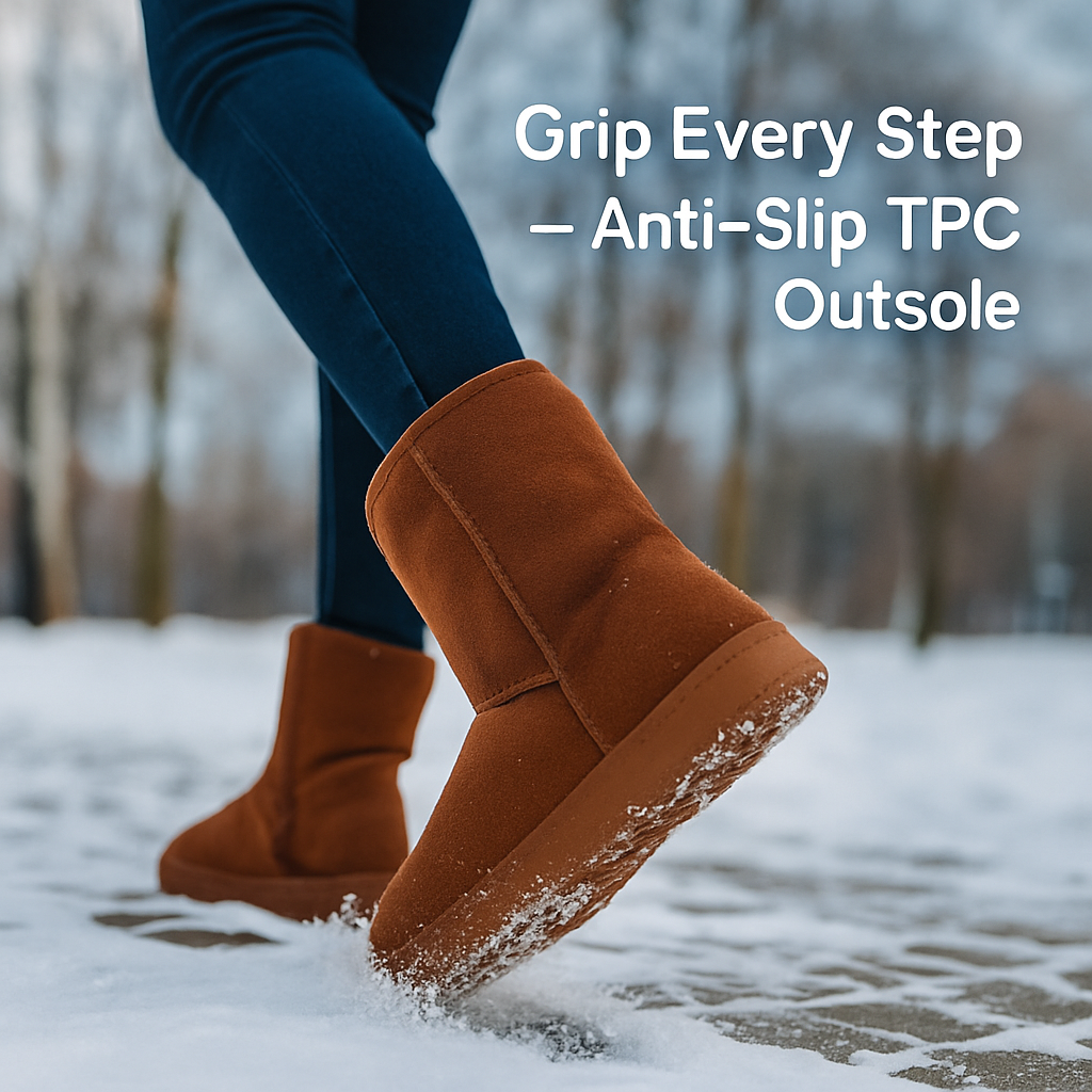 Snow Boots - Waterproof Faux Suede Mid-Calf with Warm Lining