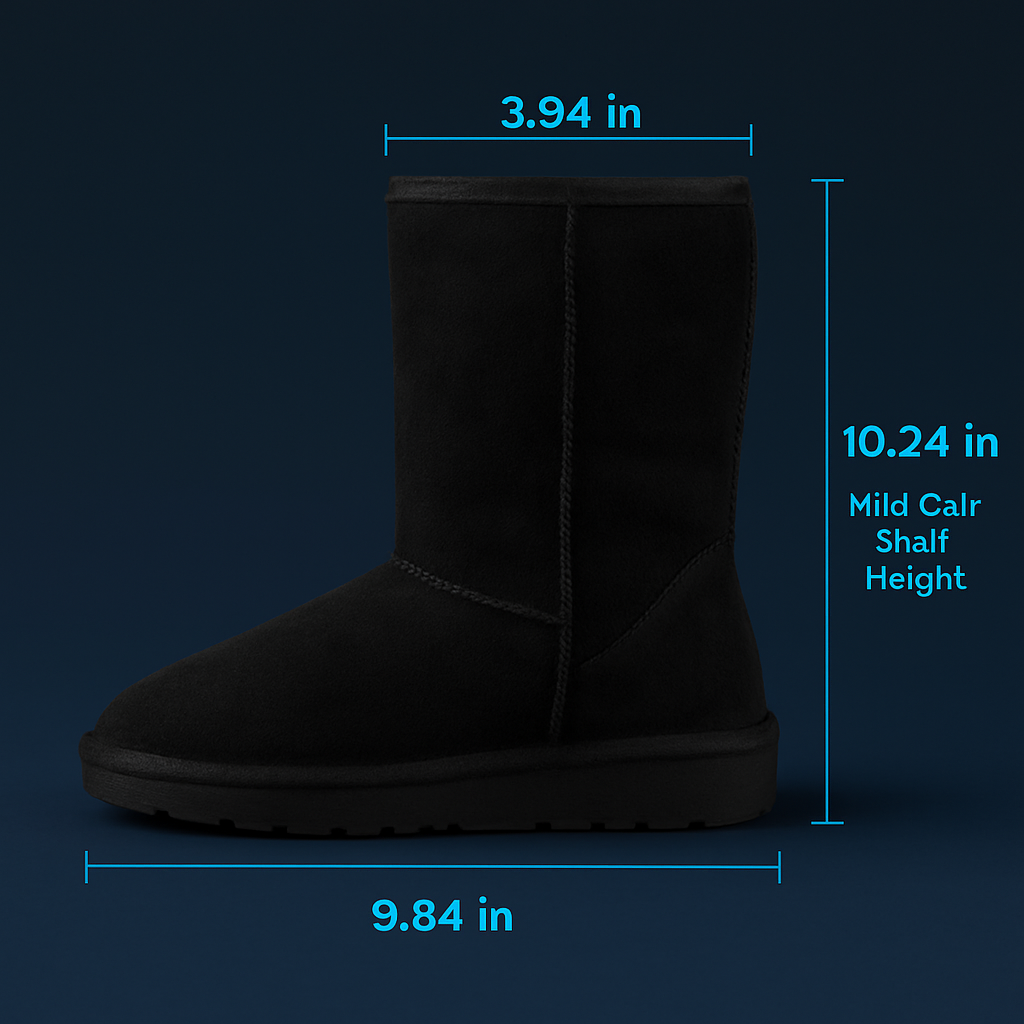 Snow Boots - Waterproof Faux Suede Mid-Calf with Warm Lining