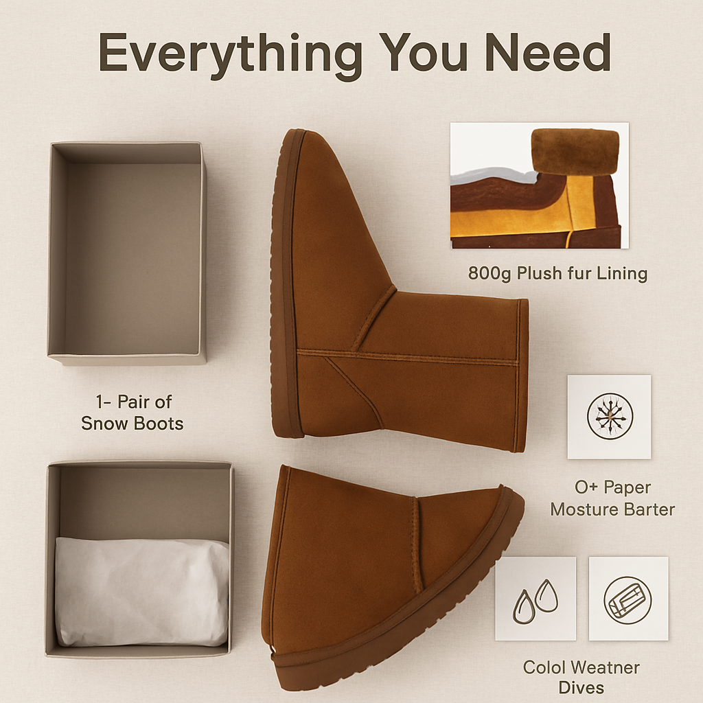 Snow Boots - Waterproof Faux Suede Mid-Calf with Warm Lining