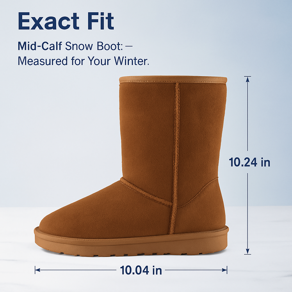 Snow Boots - Waterproof Faux Suede Mid-Calf with Warm Lining