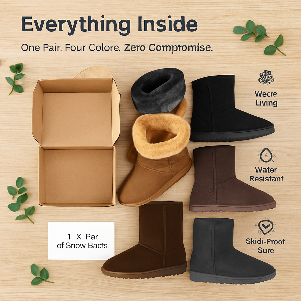 Snow Boots - Waterproof Faux Suede Mid-Calf with Warm Lining