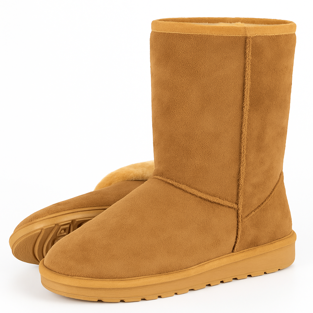 Snow Boots - Waterproof Faux Suede Mid-Calf with Warm Lining