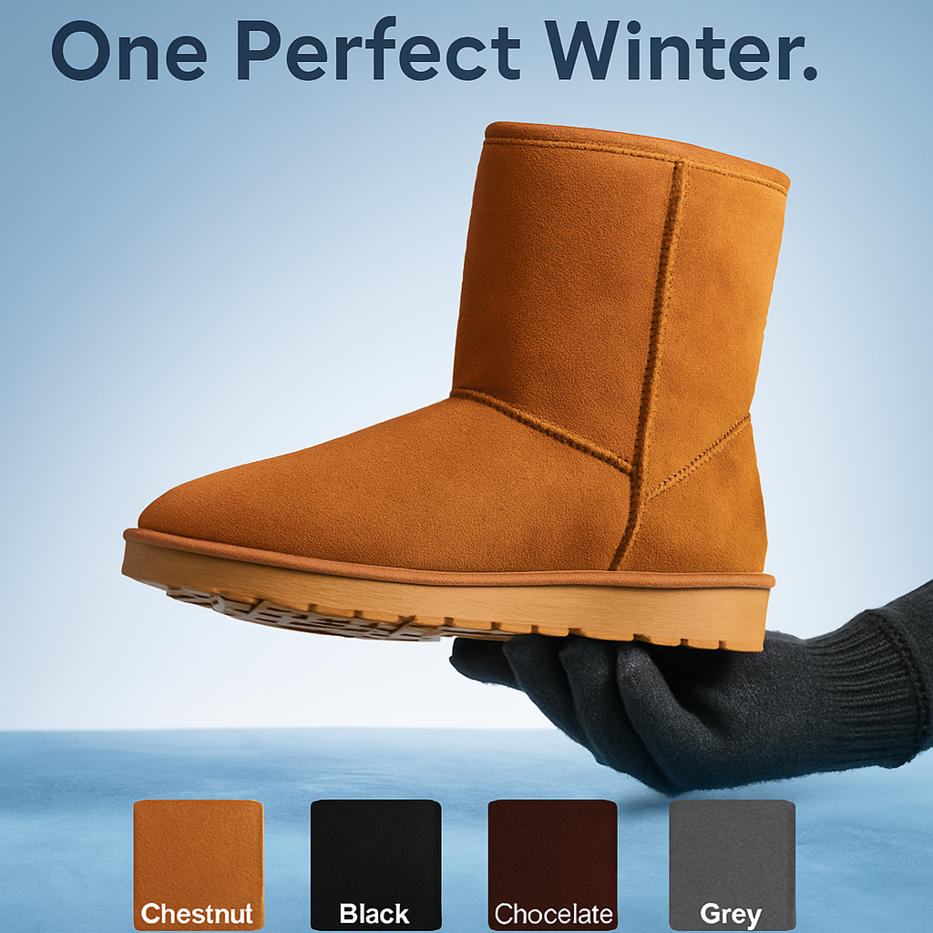Snow Boots - Waterproof Faux Suede Mid-Calf with Warm Lining