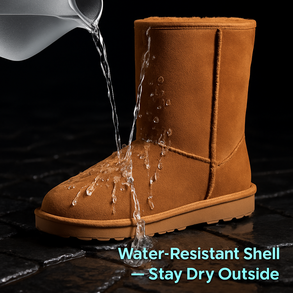 Snow Boots - Waterproof Faux Suede Mid-Calf with Warm Lining