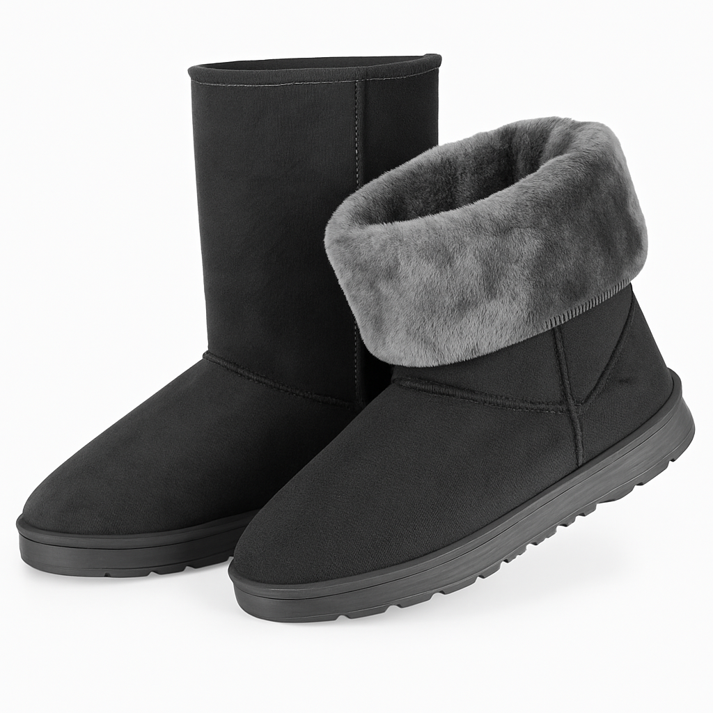Snow Boots - Waterproof Faux Suede Mid-Calf with Warm Lining