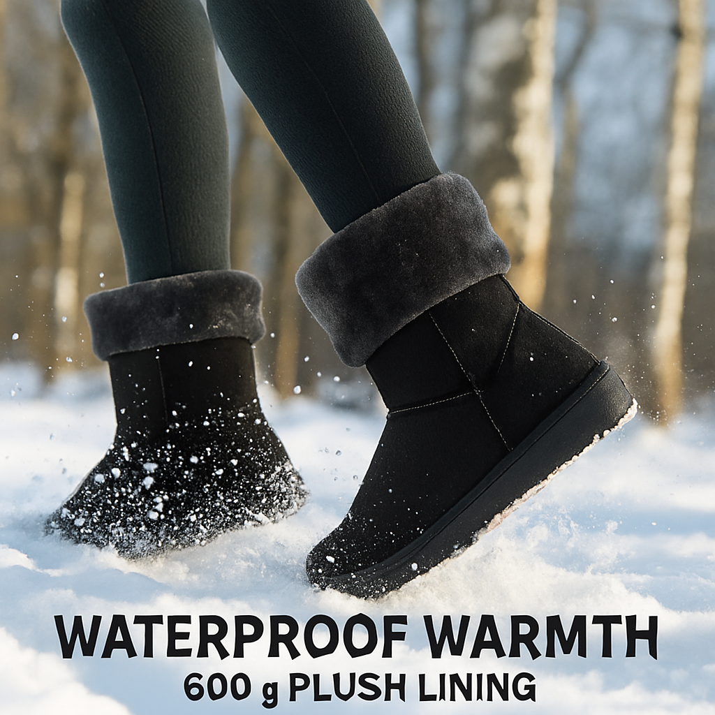 Snow Boots - Waterproof Faux Suede Mid-Calf with Warm Lining