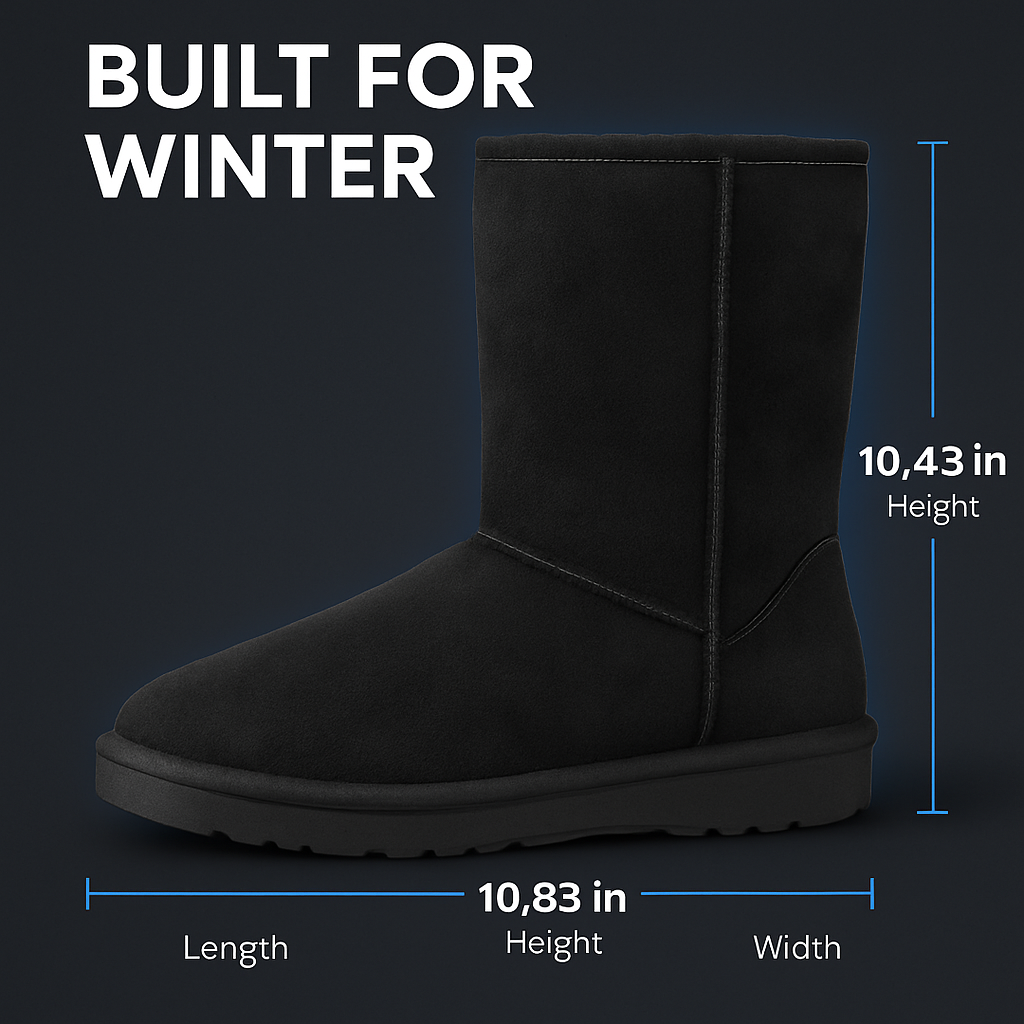 Snow Boots - Waterproof Faux Suede Mid-Calf with Warm Lining