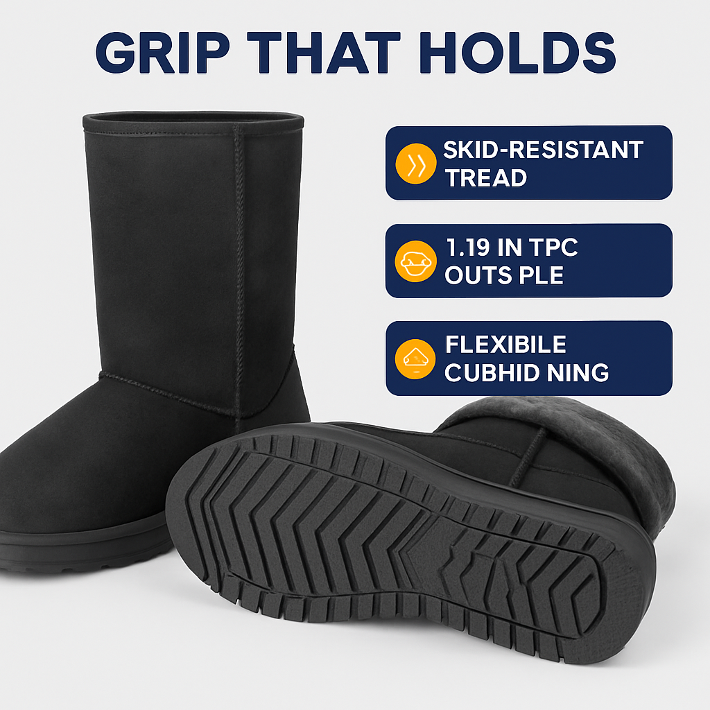 Snow Boots - Waterproof Faux Suede Mid-Calf with Warm Lining