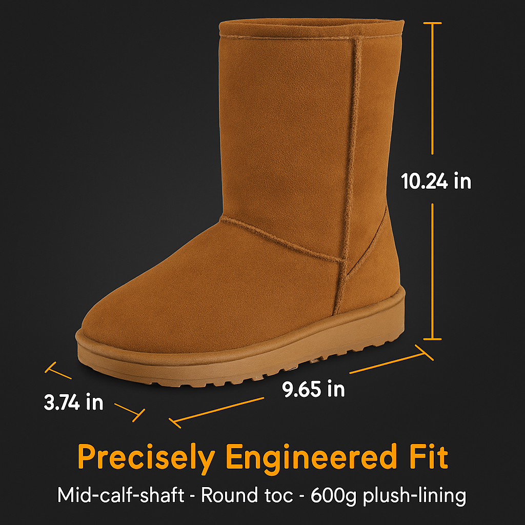 Snow Boots - Waterproof Faux Suede Mid-Calf with Warm Lining