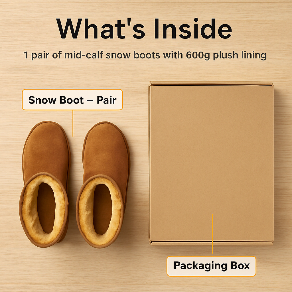 Snow Boots - Waterproof Faux Suede Mid-Calf with Warm Lining