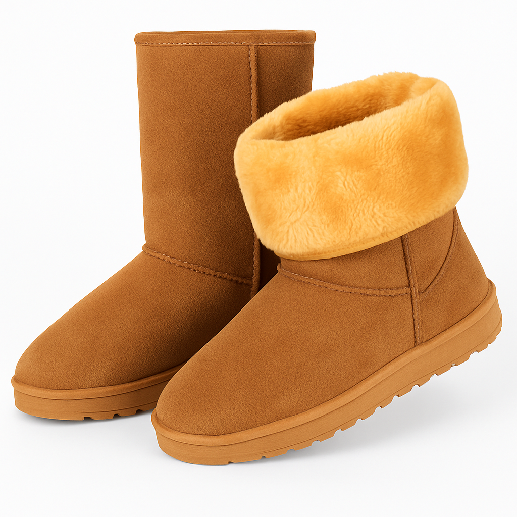 Snow Boots - Waterproof Faux Suede Mid-Calf with Warm Lining