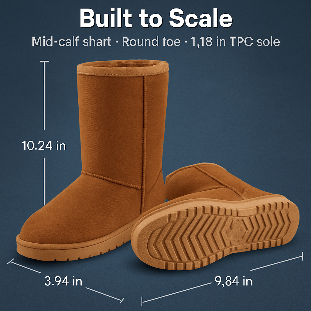 Snow Boots - Waterproof Faux Suede Mid-Calf with Warm Lining