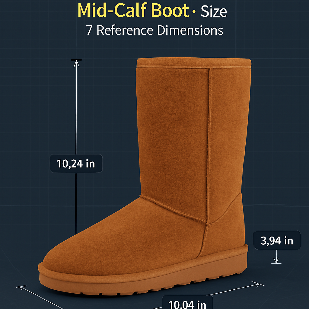 Snow Boots - Waterproof Faux Suede Mid-Calf with Warm Lining