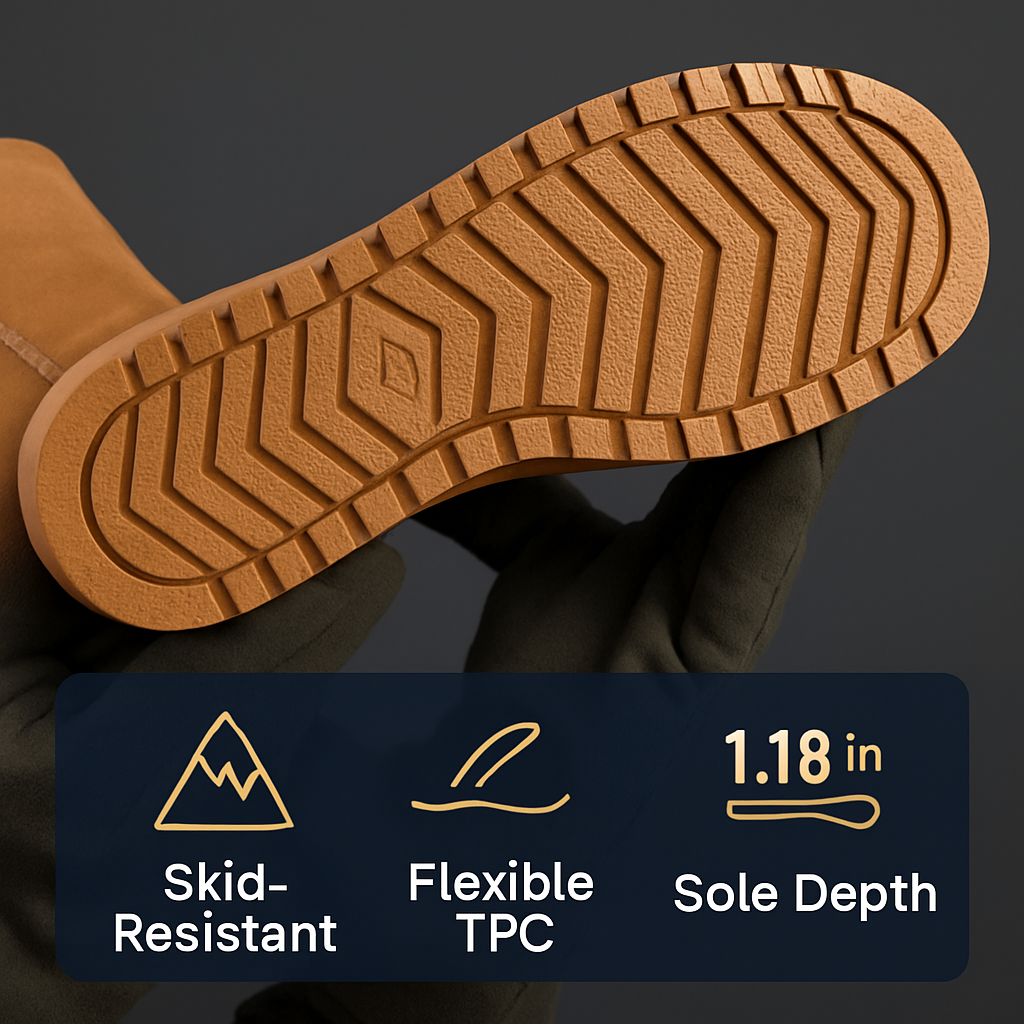 Snow Boots - Waterproof Faux Suede Mid-Calf with Warm Lining