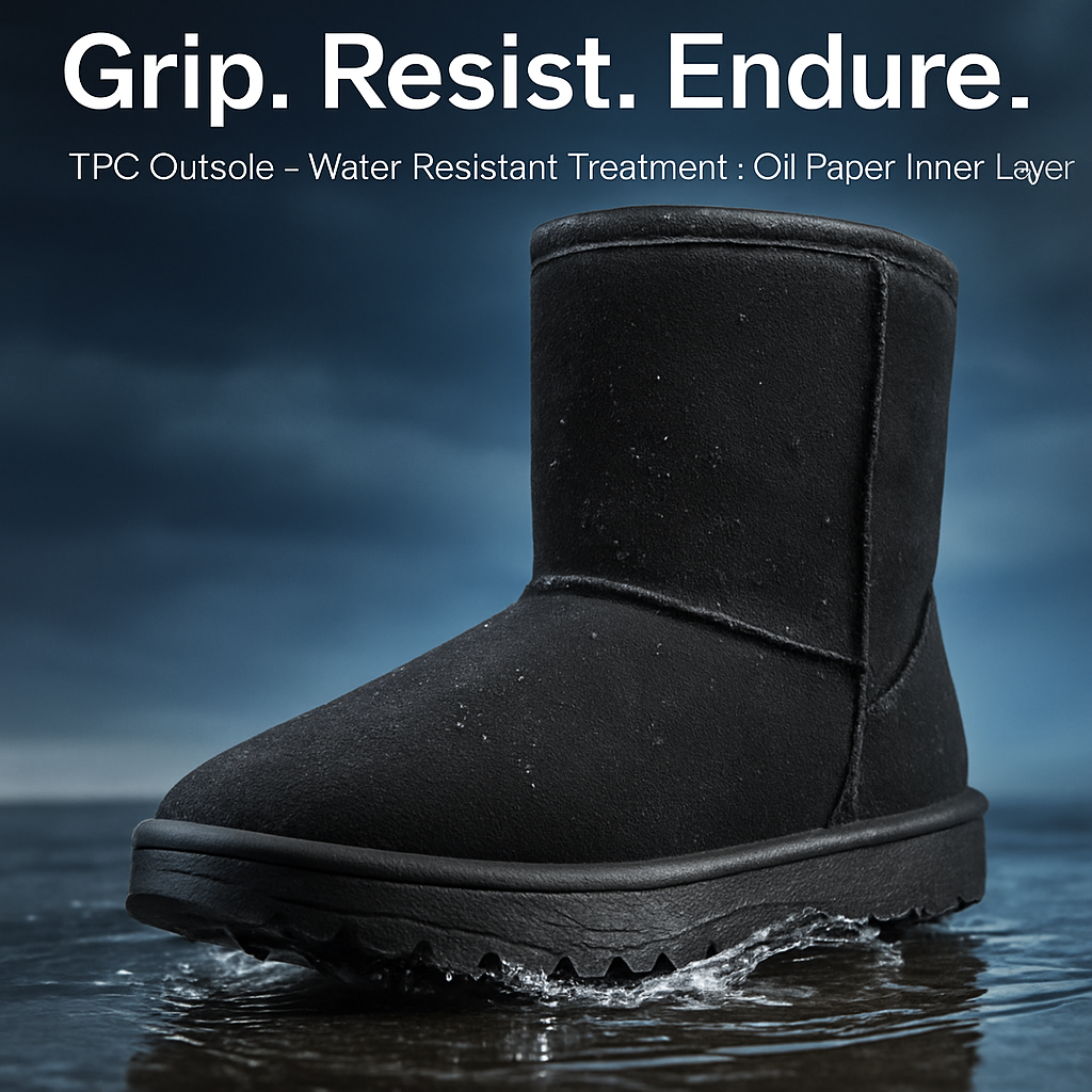 Snow Boots - Waterproof Faux Suede Mid-Calf with Warm Lining