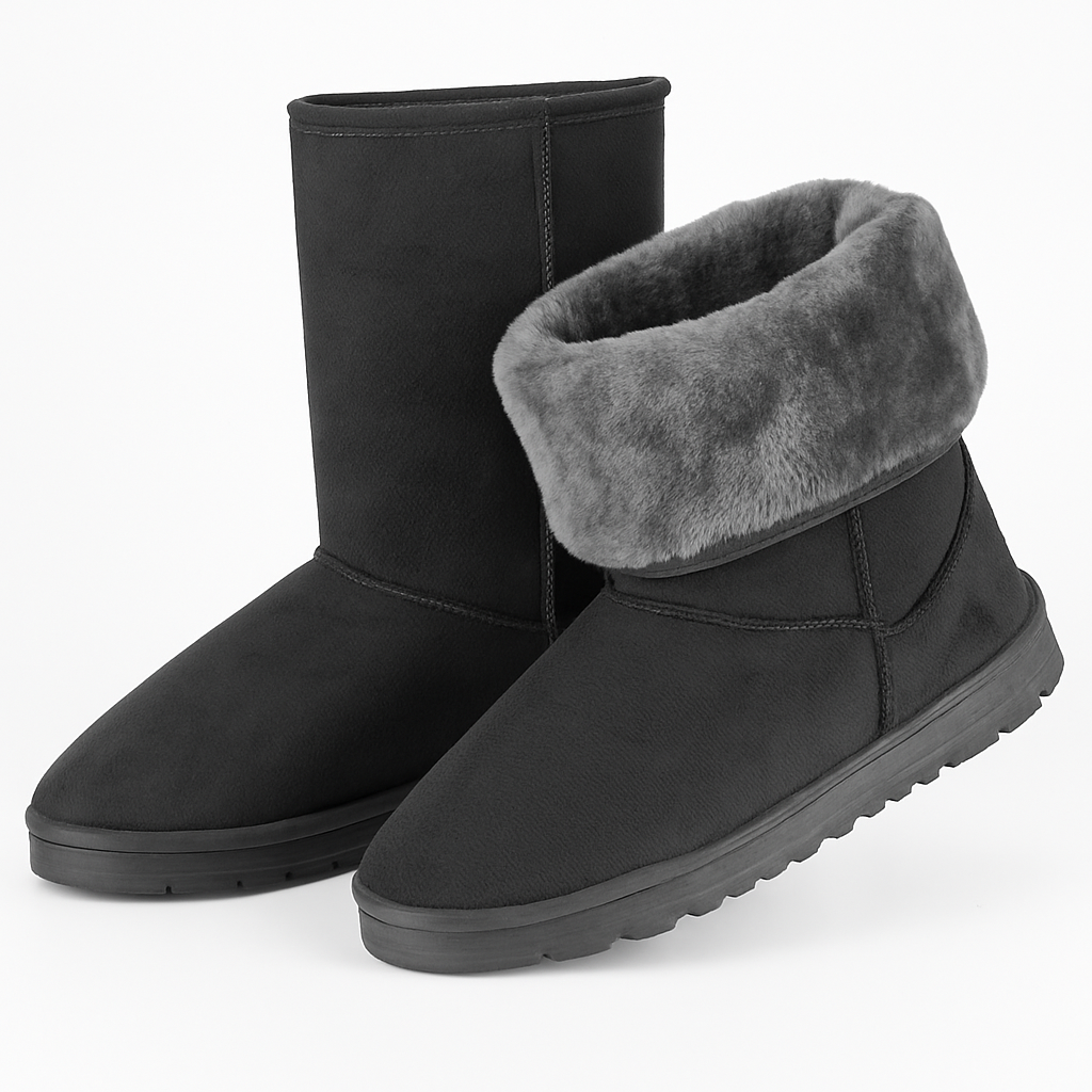 Snow Boots - Waterproof Faux Suede Mid-Calf with Warm Lining