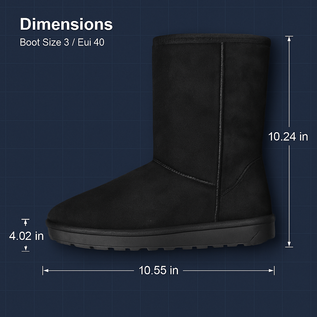 Snow Boots - Waterproof Faux Suede Mid-Calf with Warm Lining