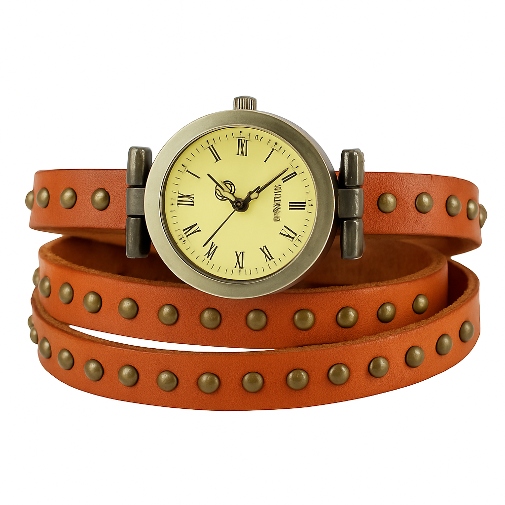 Rivet Leather Belt Retro Watch Hand Chain White