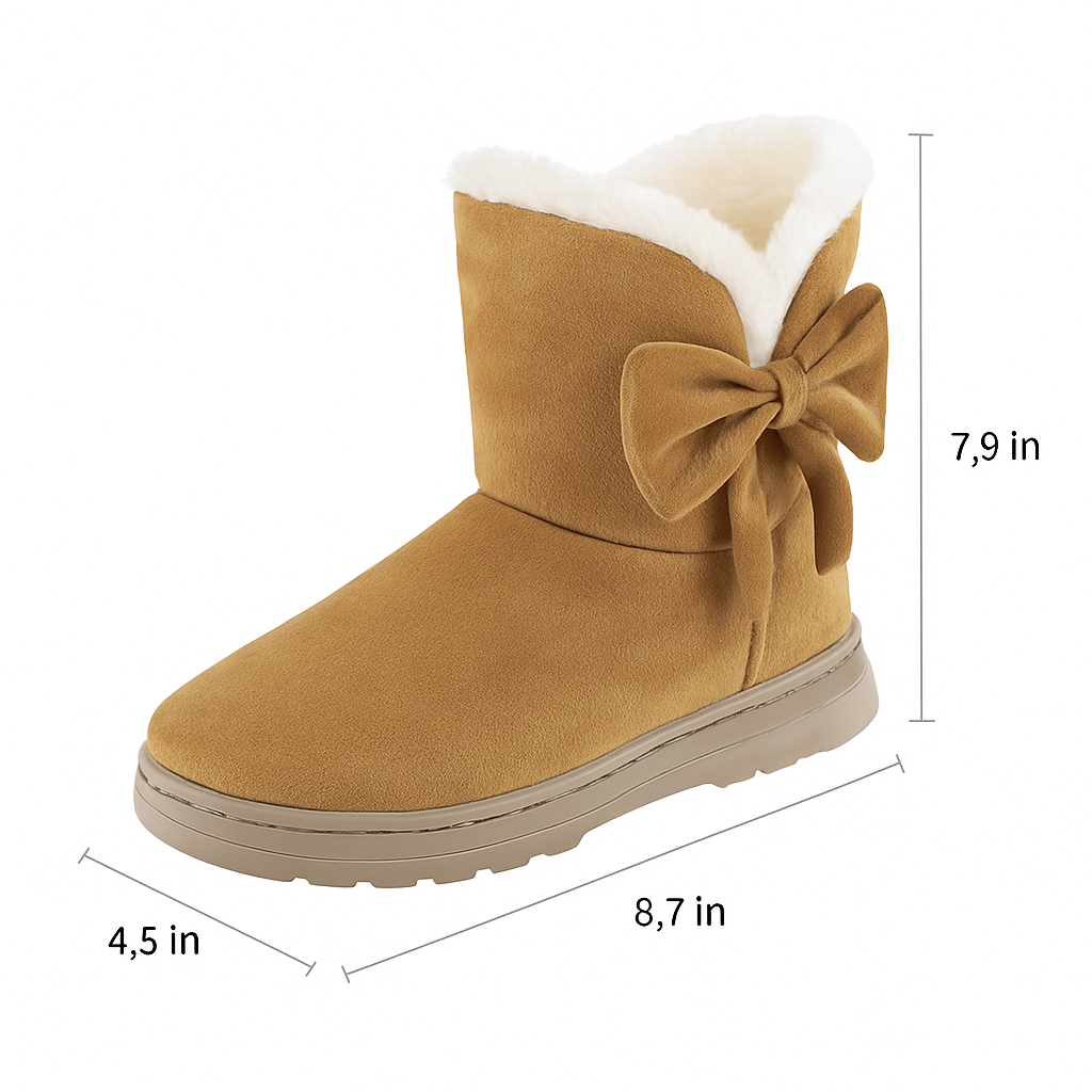 Women Ladies Snow Boots Super Soft Fabric Mid-Calf Winter Shoes Thickened Plush Warm Lining Shoes w/ Anti-slip Rubber Base Bowknot