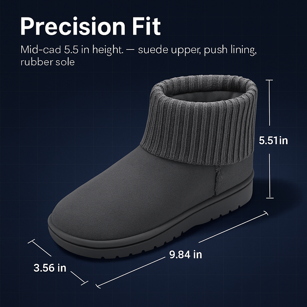 Women Snow Boots Suede Mid-Calf with Knit Lining