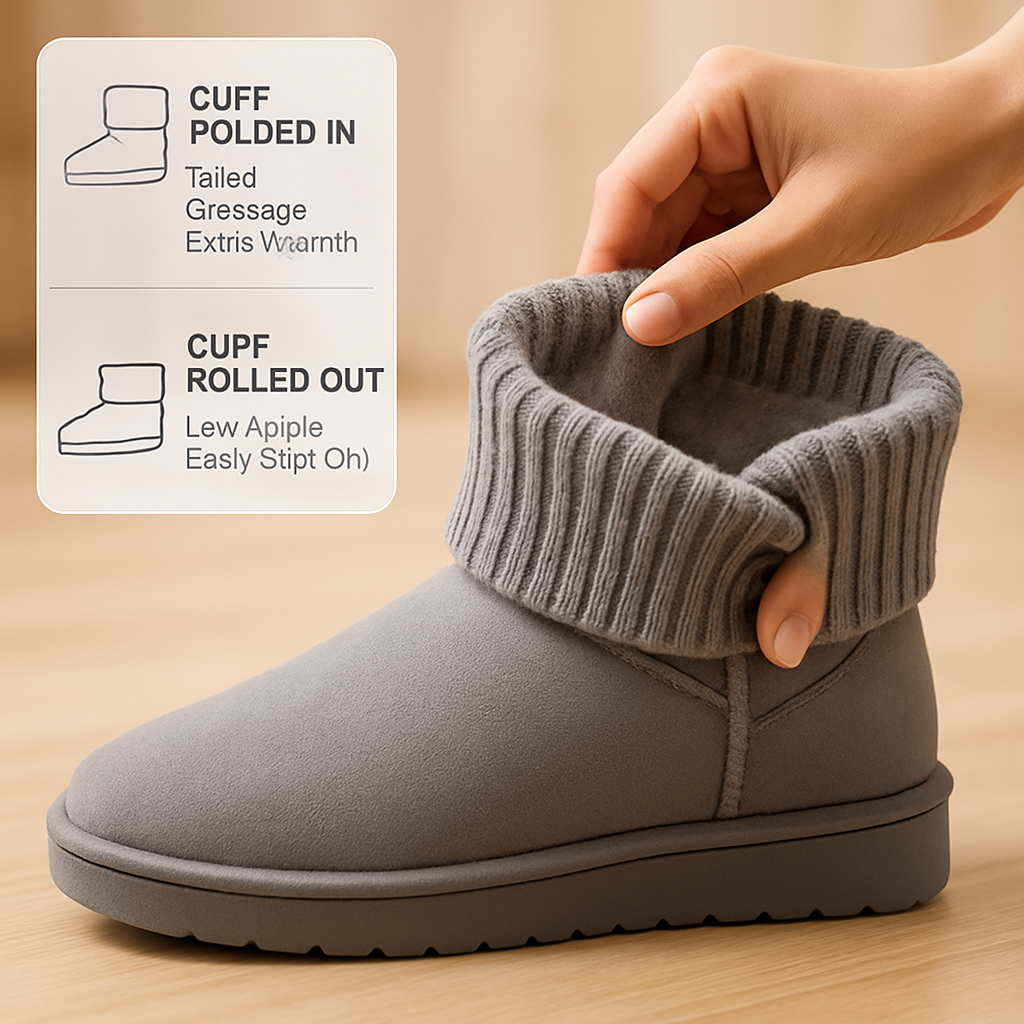 Women Snow Boots Suede Mid-Calf with Knit Lining