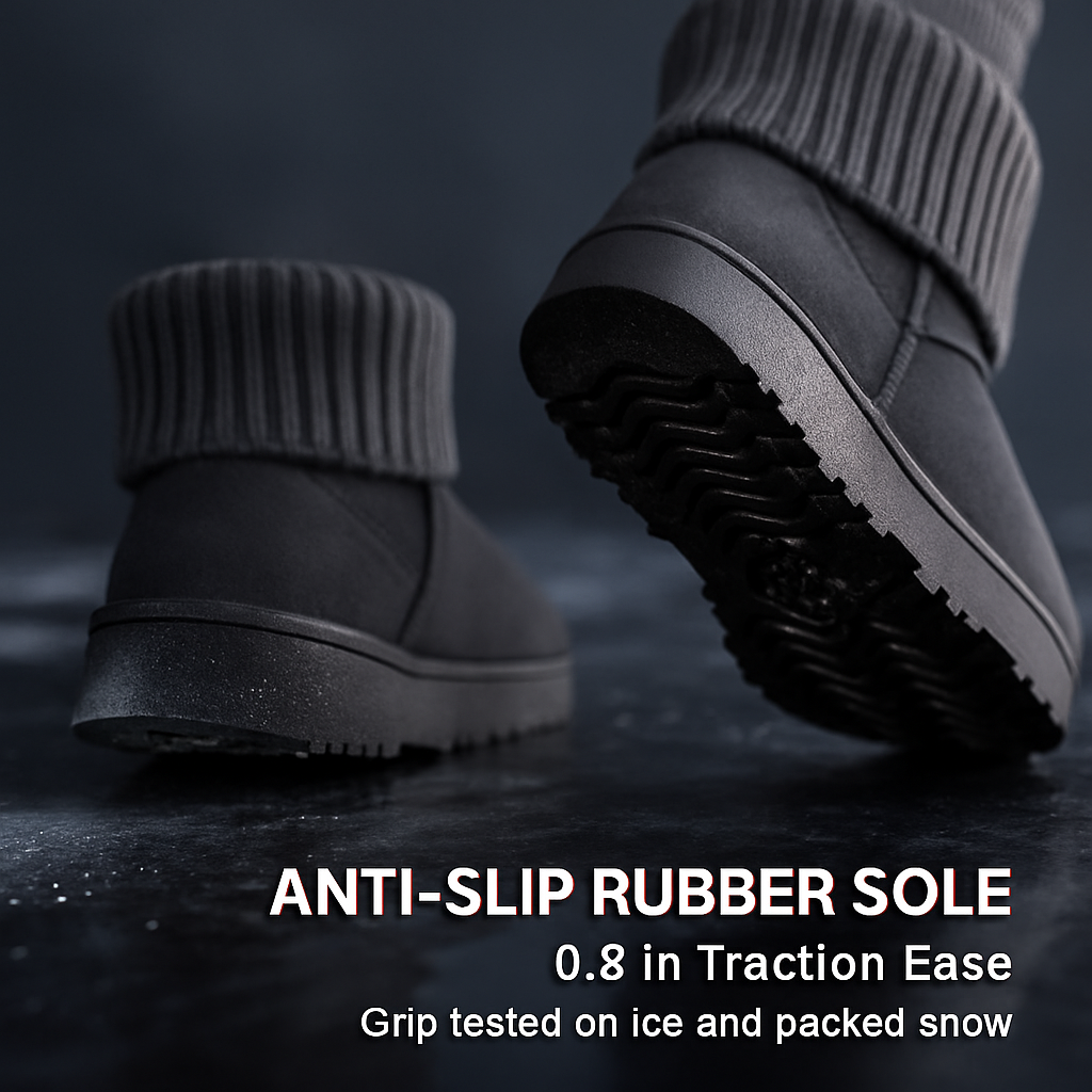 Women Snow Boots Suede Mid-Calf with Knit Lining