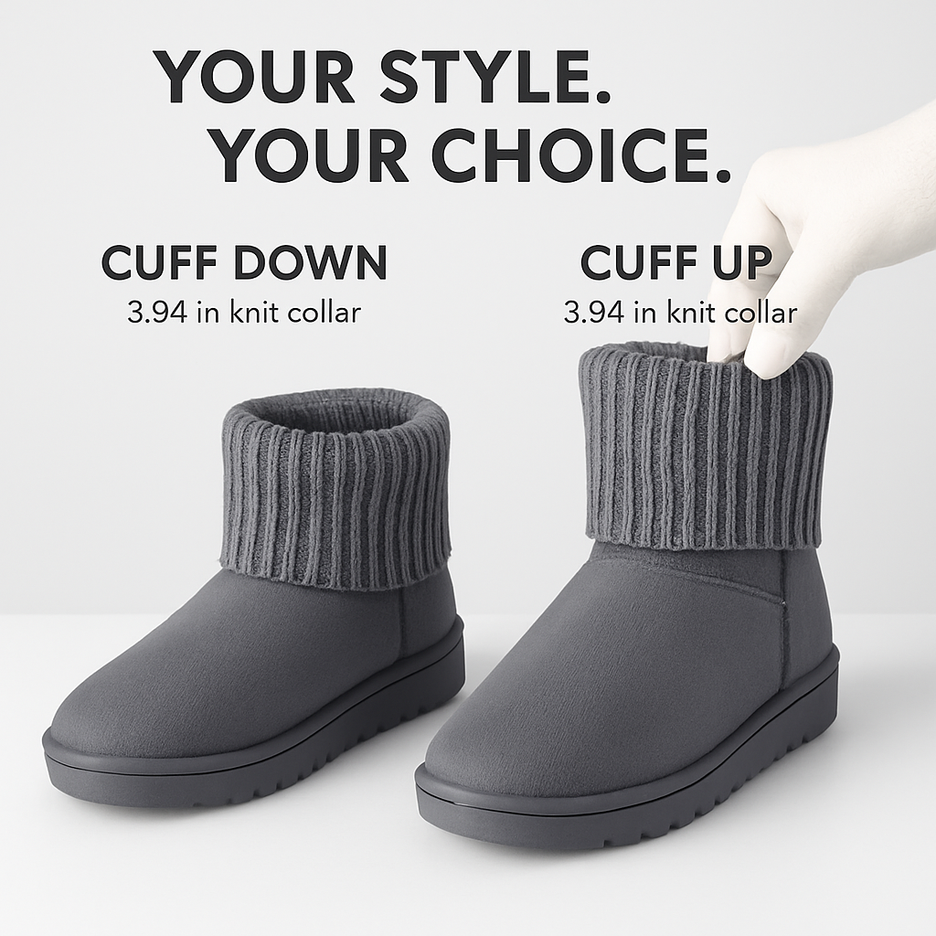 Women Snow Boots Suede Mid-Calf with Knit Lining
