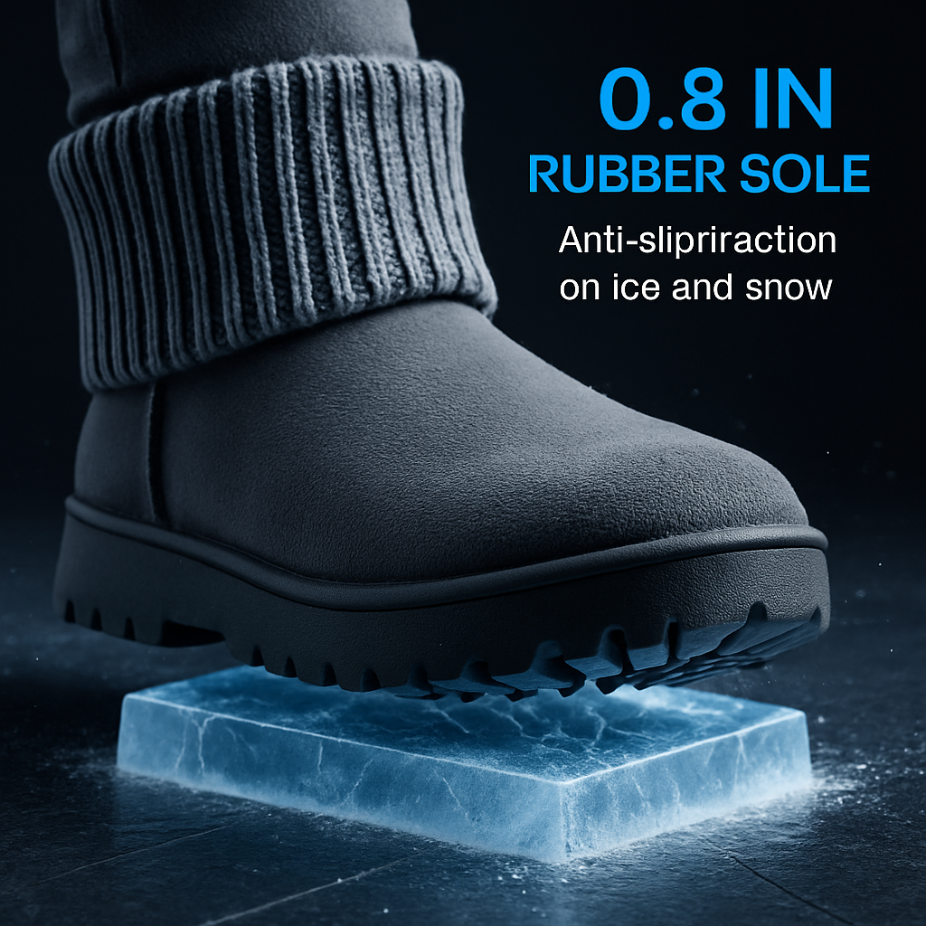 Women Snow Boots Suede Mid-Calf with Knit Lining