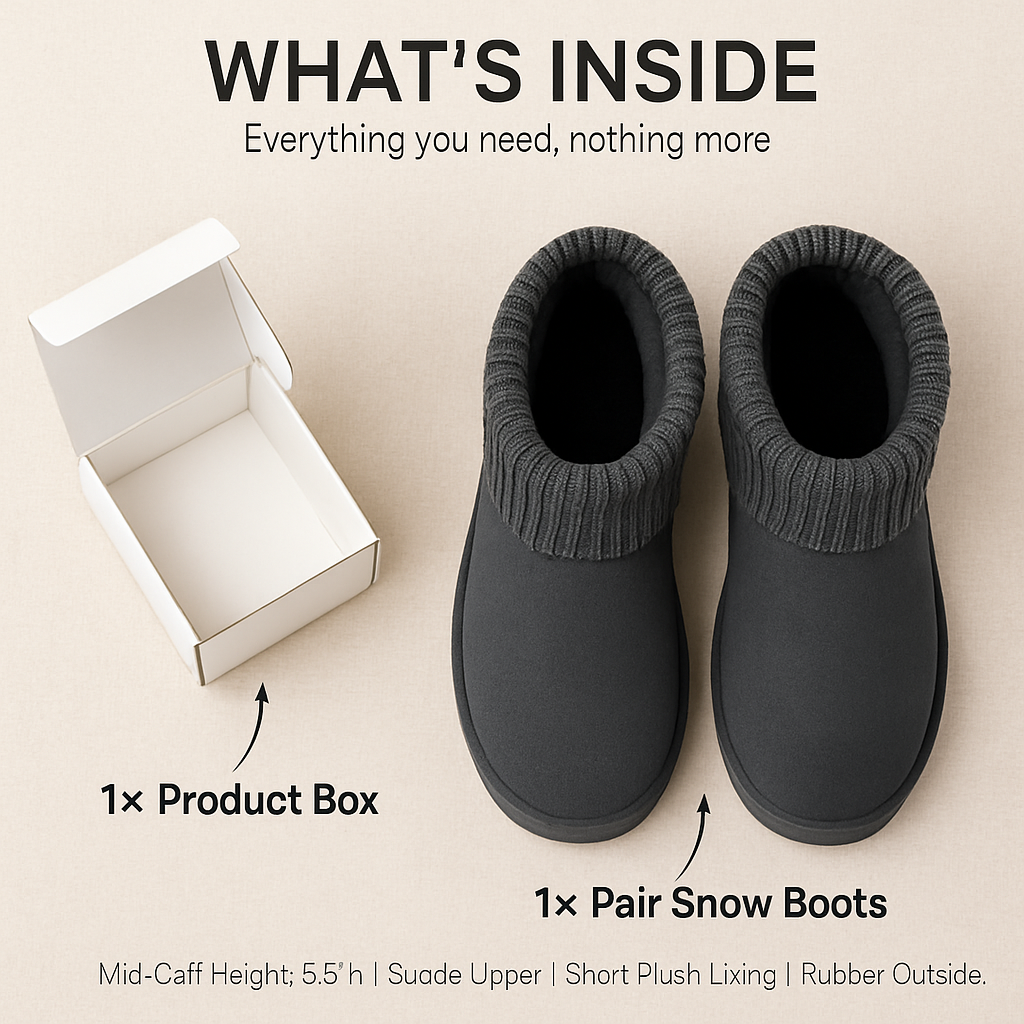 Women Snow Boots Suede Mid-Calf with Knit Lining