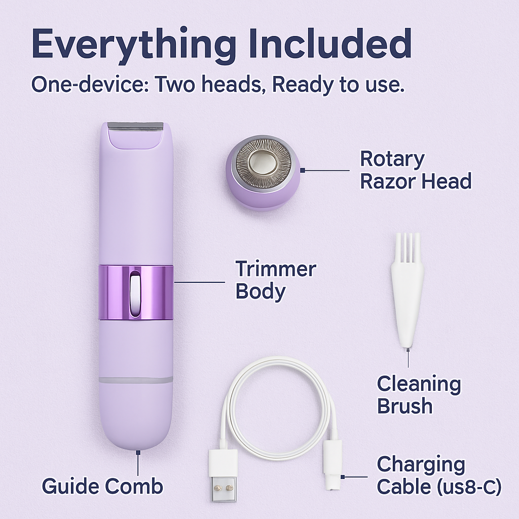 Bikini Trimmer for Women - 2-in-1 Dual Head Shaver