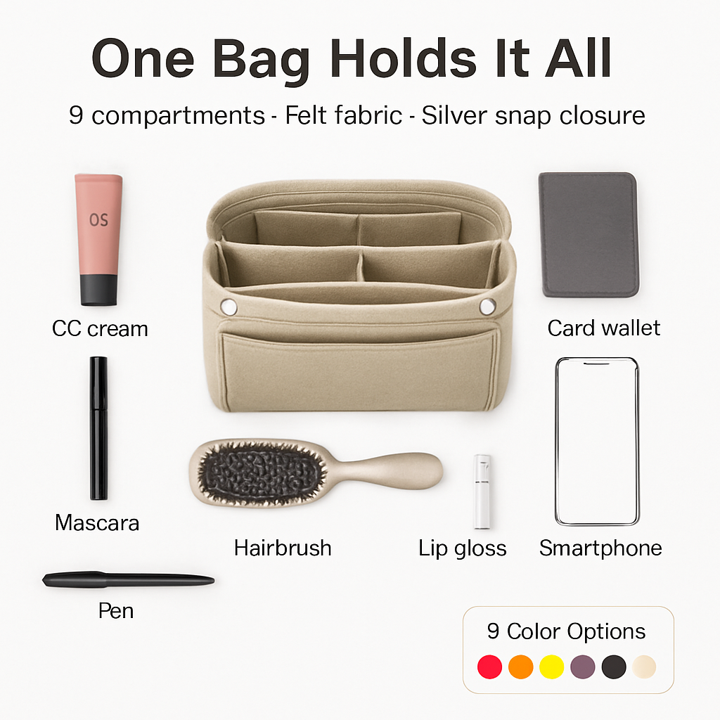 Felt Handbag Insert Organizer for Purses and Totes