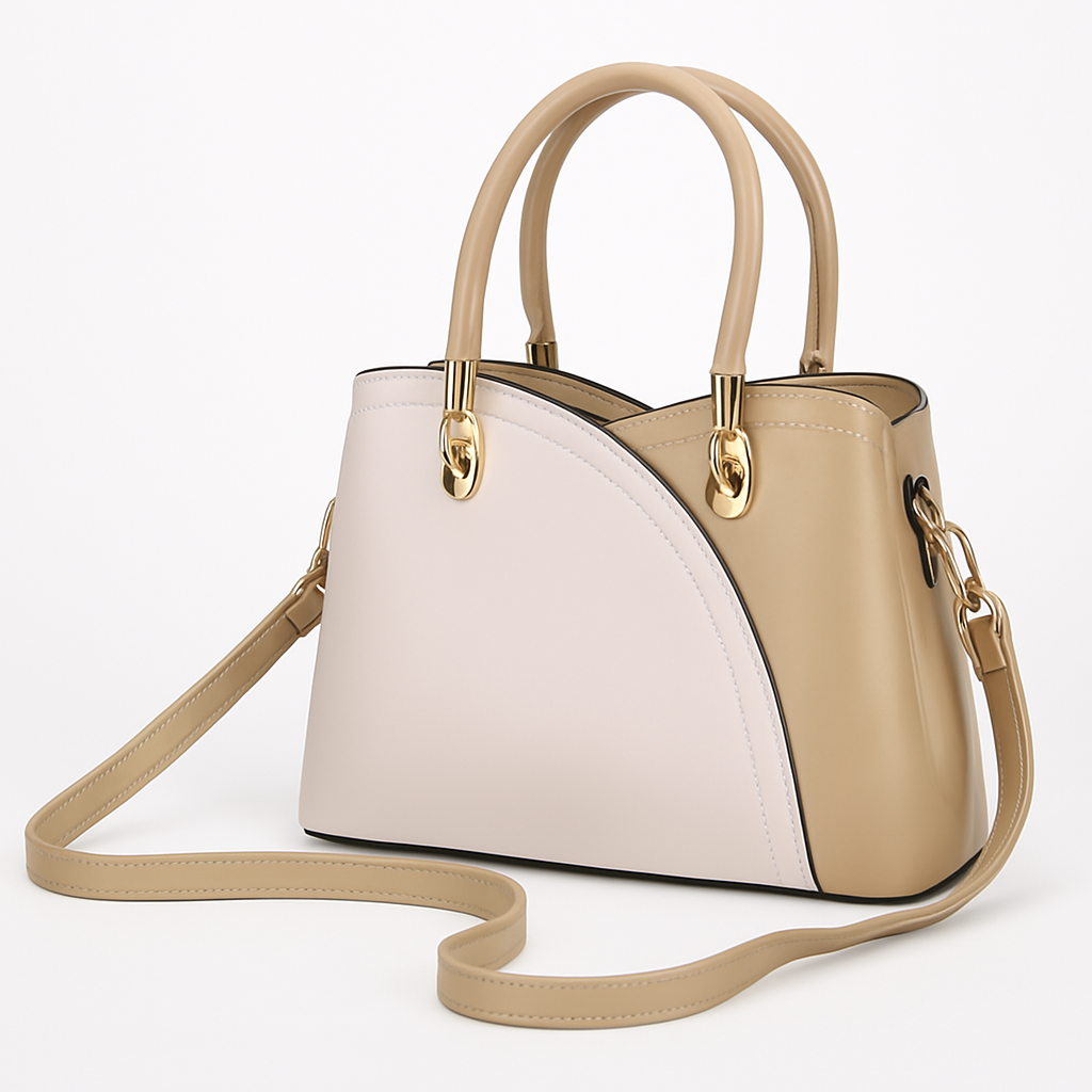 Chic Tote Bag for Women - White Leather Satchel & Crossbody