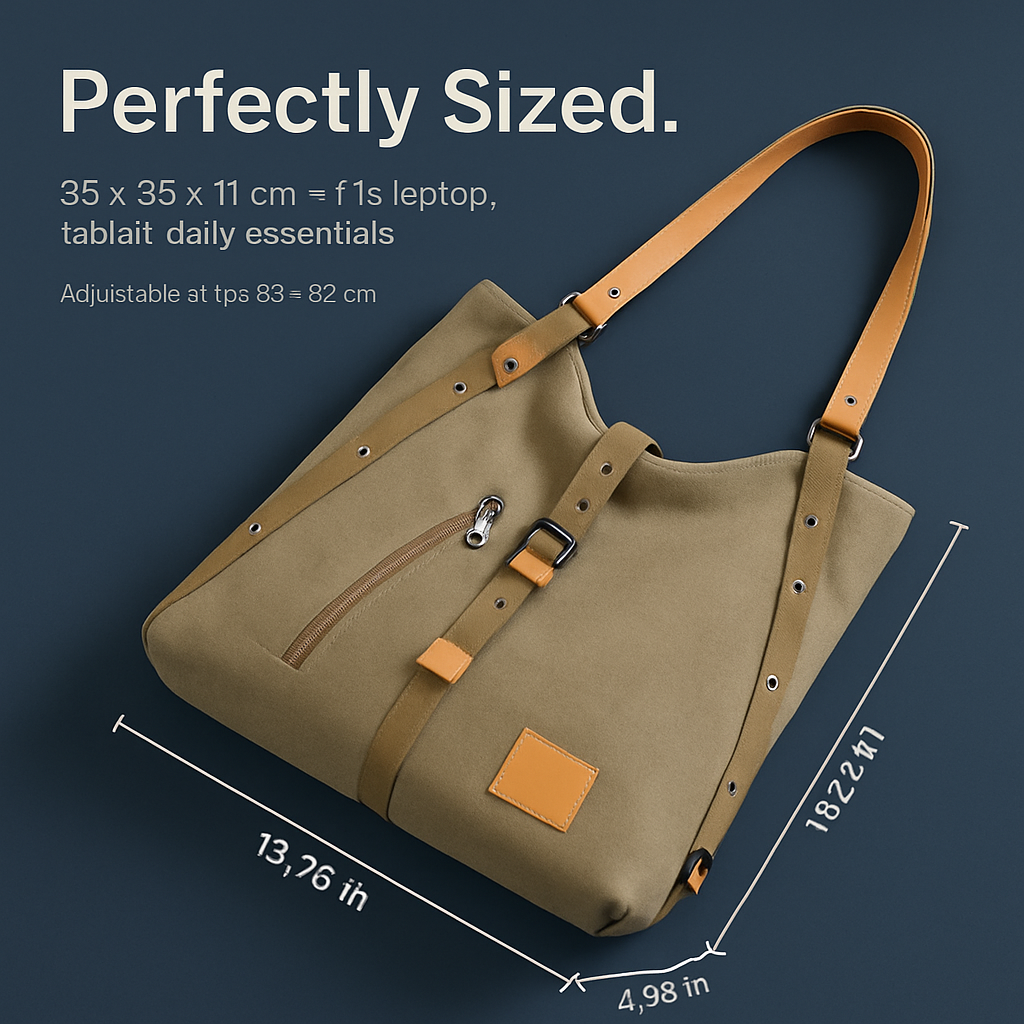 Ladies Canvas Tote Bag with Adjustable Shoulder Strap