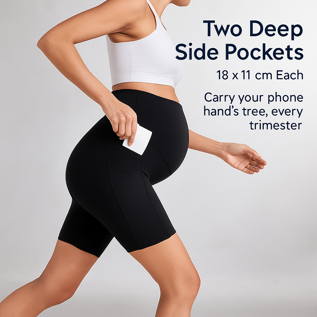 Maternity Shorts Seamless Pregnancy Yoga with Pockets