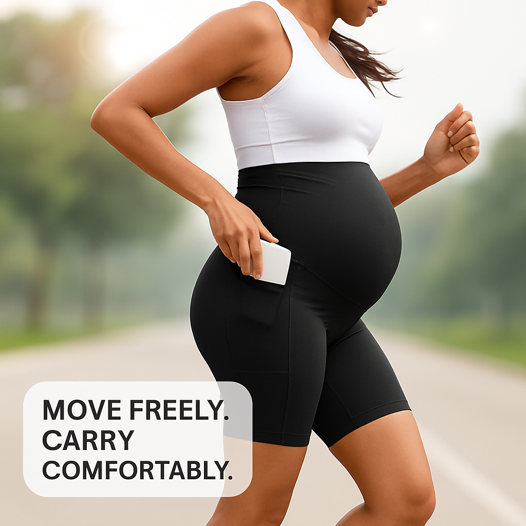 Maternity Shorts Seamless Pregnancy Yoga with Pockets