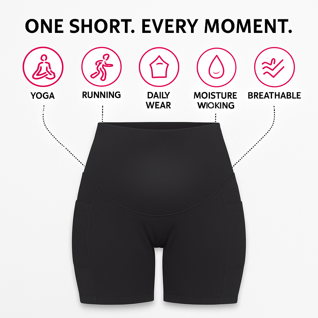 Maternity Shorts Seamless Pregnancy Yoga with Pockets