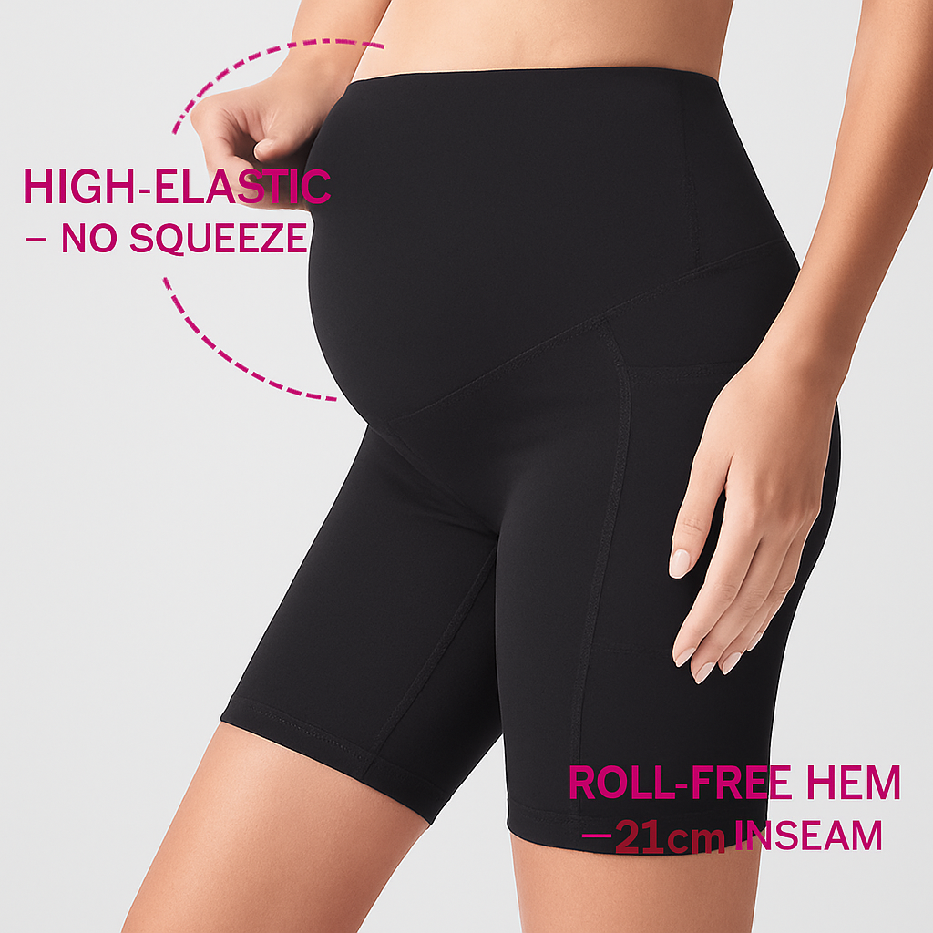 Maternity Shorts Seamless Pregnancy Yoga with Pockets