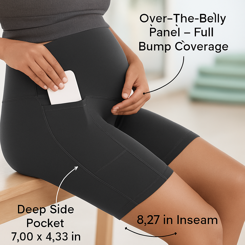 Maternity Shorts Seamless Pregnancy Yoga with Pockets
