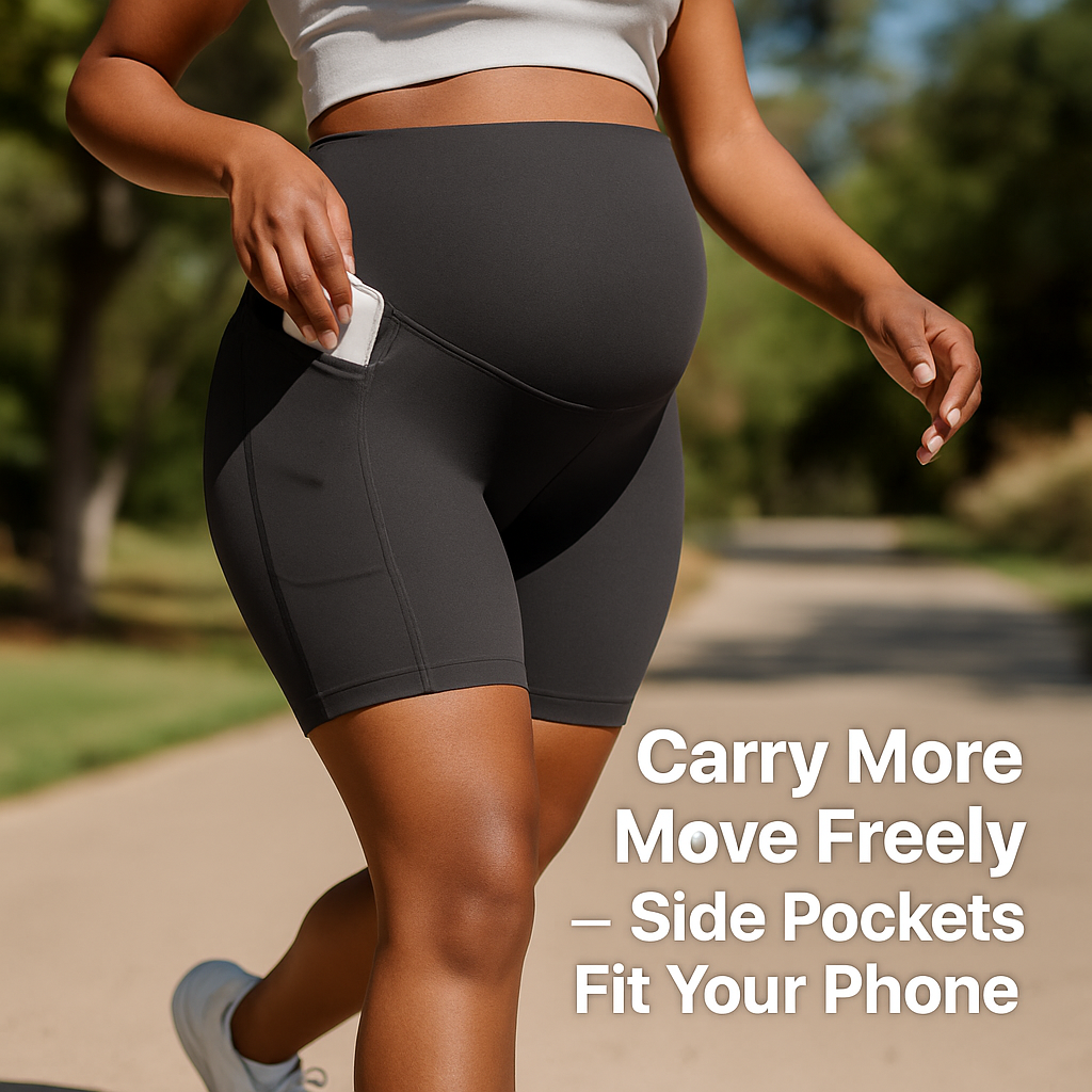 Maternity Shorts Seamless Pregnancy Yoga with Pockets