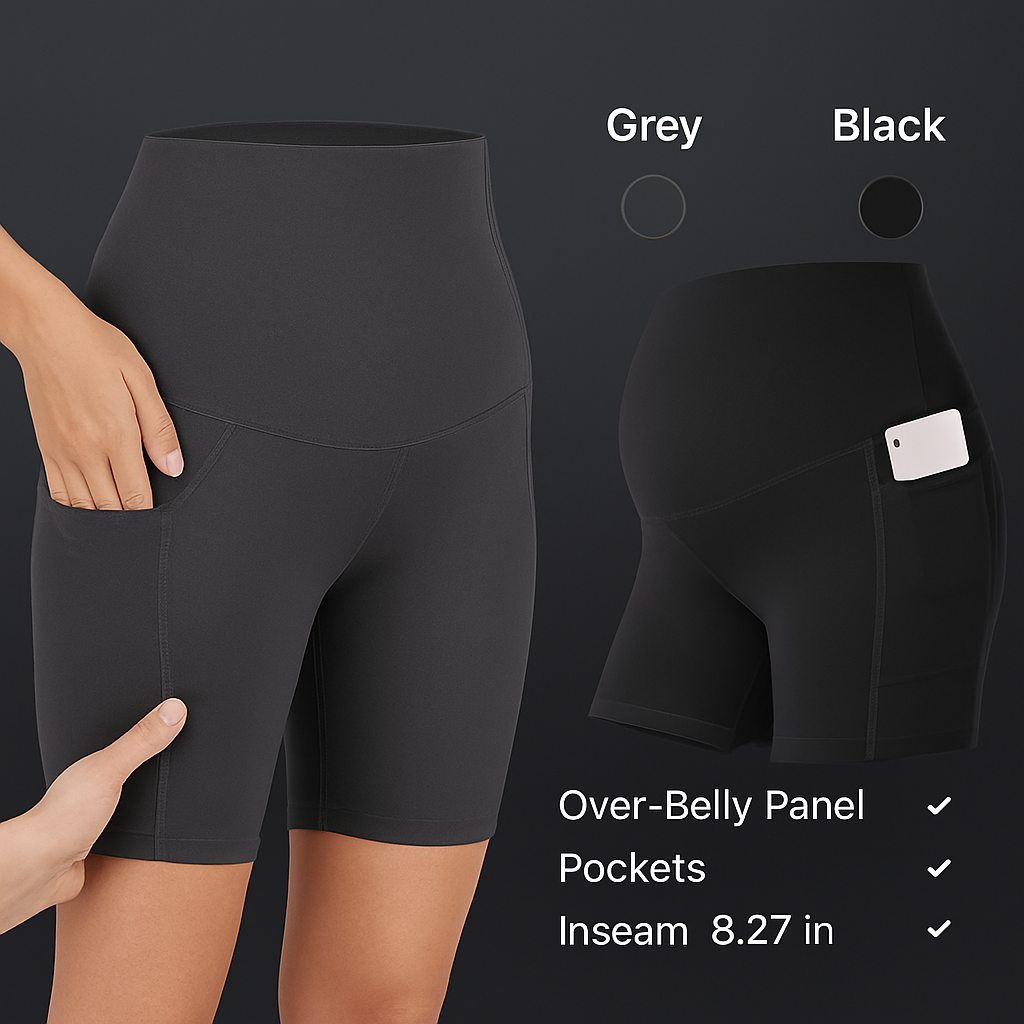 Maternity Shorts Seamless Pregnancy Yoga with Pockets