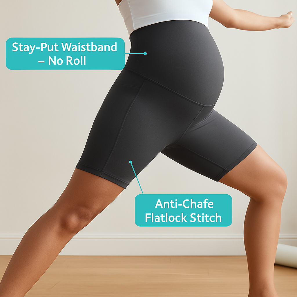 Maternity Shorts Seamless Pregnancy Yoga with Pockets