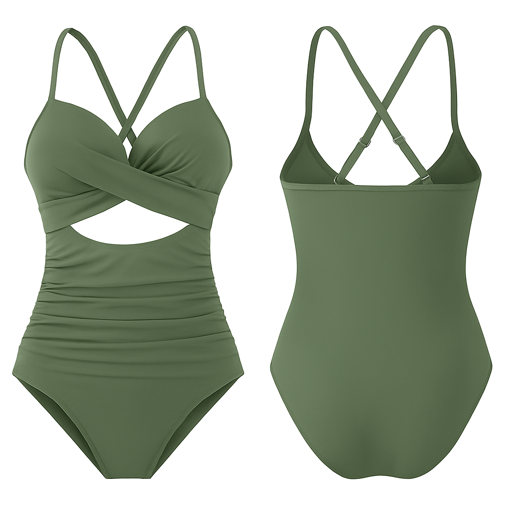 One Piece Swimsuit with High-Waist Design
