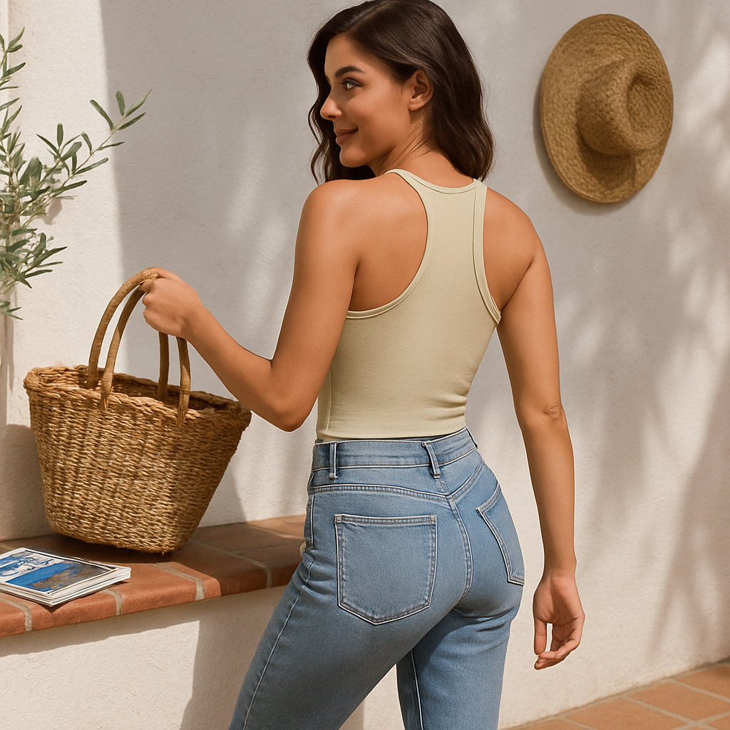 Cropped Tank Top for Women: Sleeveless, High Neck