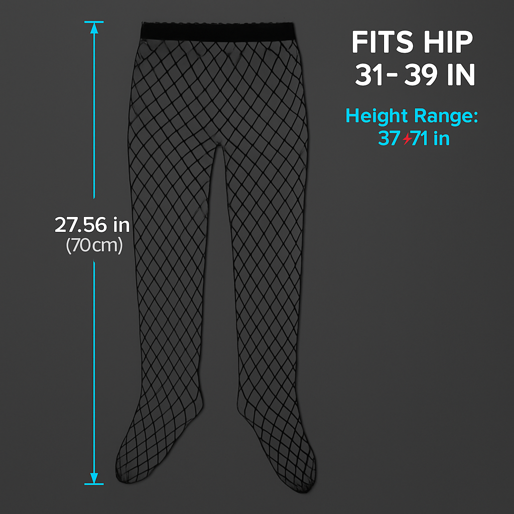 Women Fishnet Tights Sexy High Waist Fishnet Pantyhose Stretchy Mesh Hollow Out Tights Stockings w/ Small Medium Large Hole Choices
